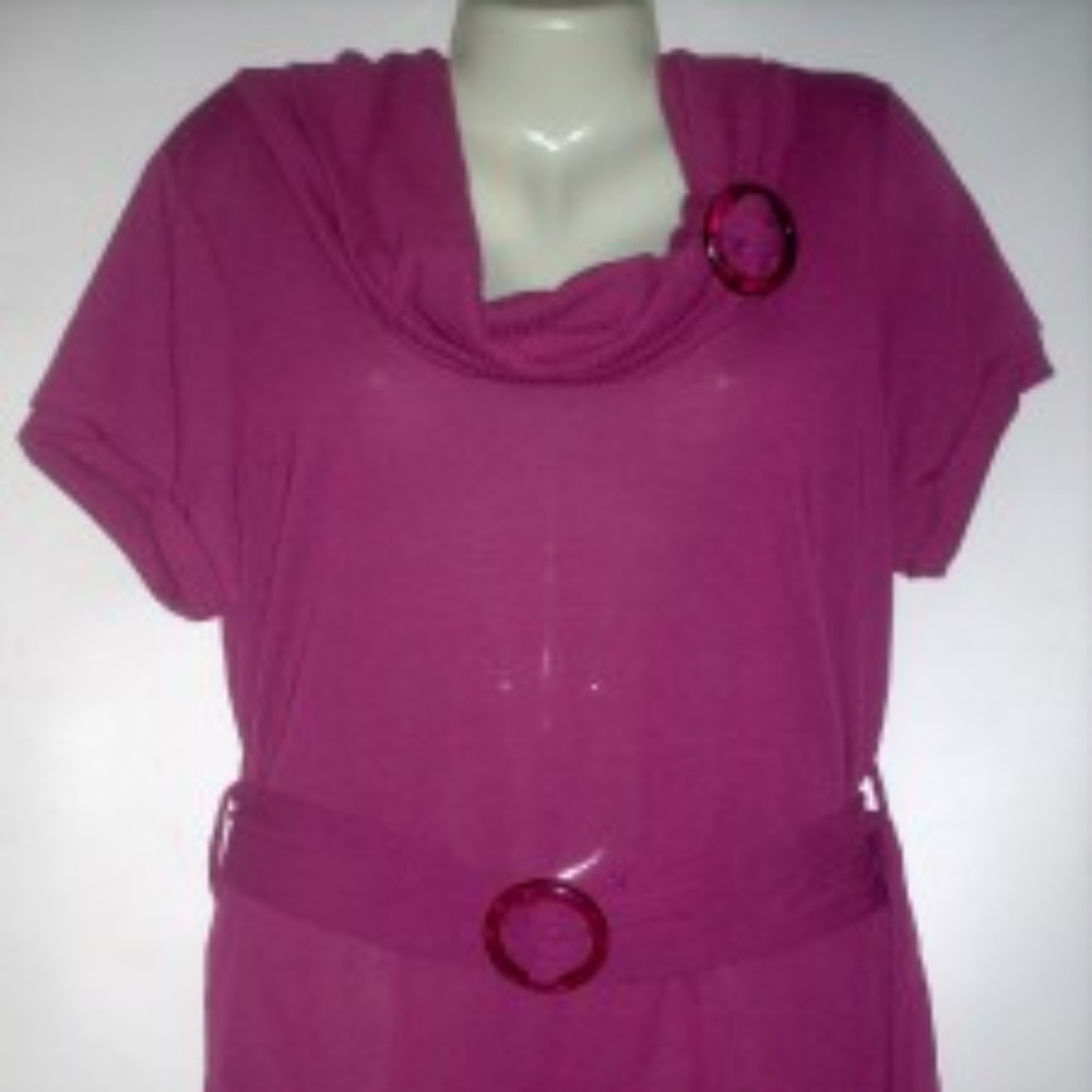 DRAPE NECK CREATIVE BUCKLE BELT SWEATER TOP